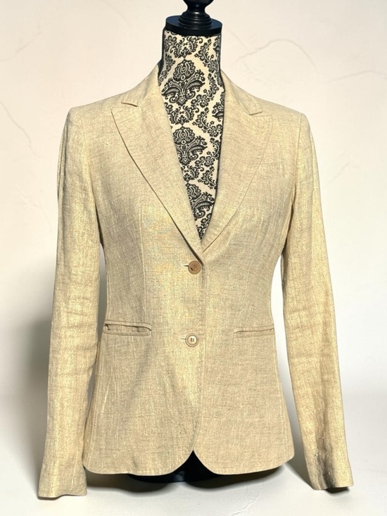 J. Crew Jackets & Blazers - J.Crew Campbell Blazer in Metallic Gold Textured 100% Linen. Size 2.